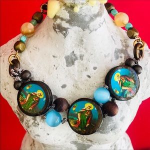 Handcrafted Wood Beaded Saint Bracelet